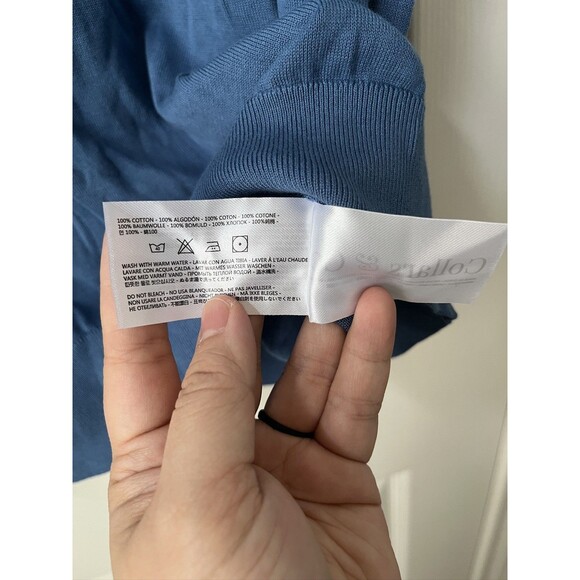 NEW Collars & Co Pure Cotton Polo Knit Navy Shirt Men's Large Short Sleeve Golf - Picture 3 of 6